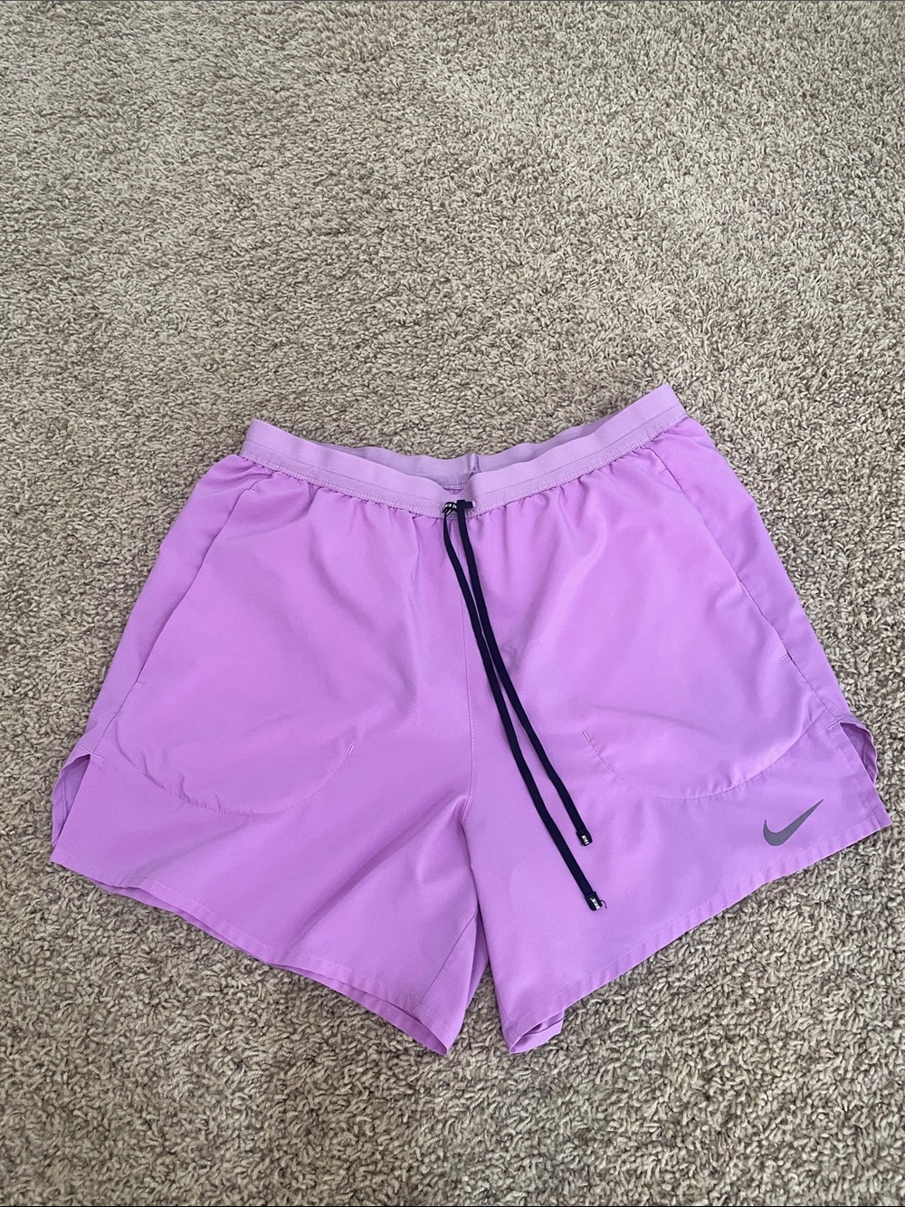 Nike Women's Lavender Athletic Shorts with Black Drawstring